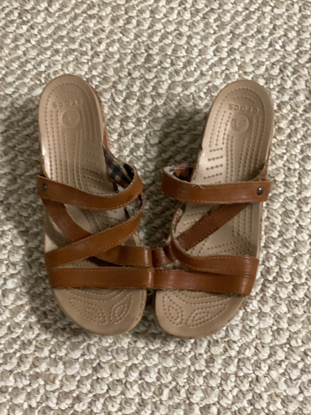 CROCS Women's Brown Strappy Slide Sandals